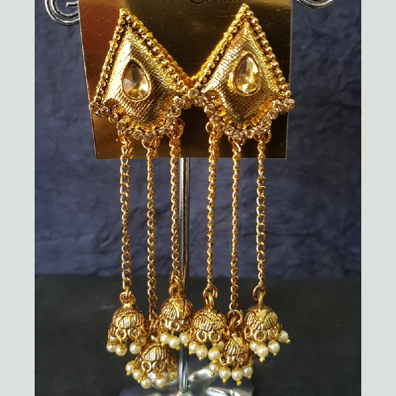 Freshwater Pearl Earrings-Freshwater Pearl Earrings-Shreeji Gold Plated Crystal  Stone Dangler Earrings