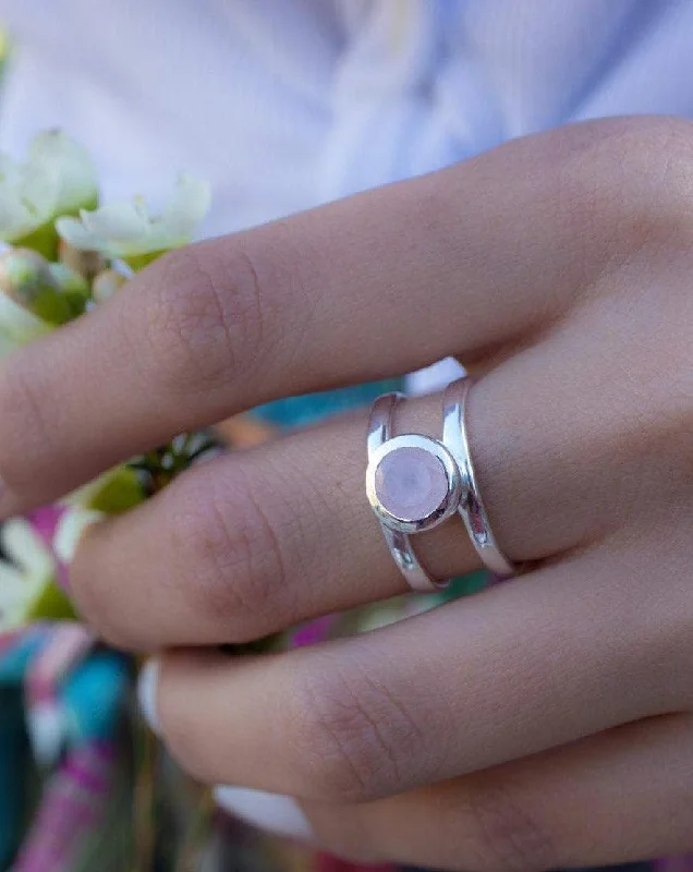 Large Gemstone Ring-Rose Quartz Ring ~ Sterling Silver 925 ~ MR182