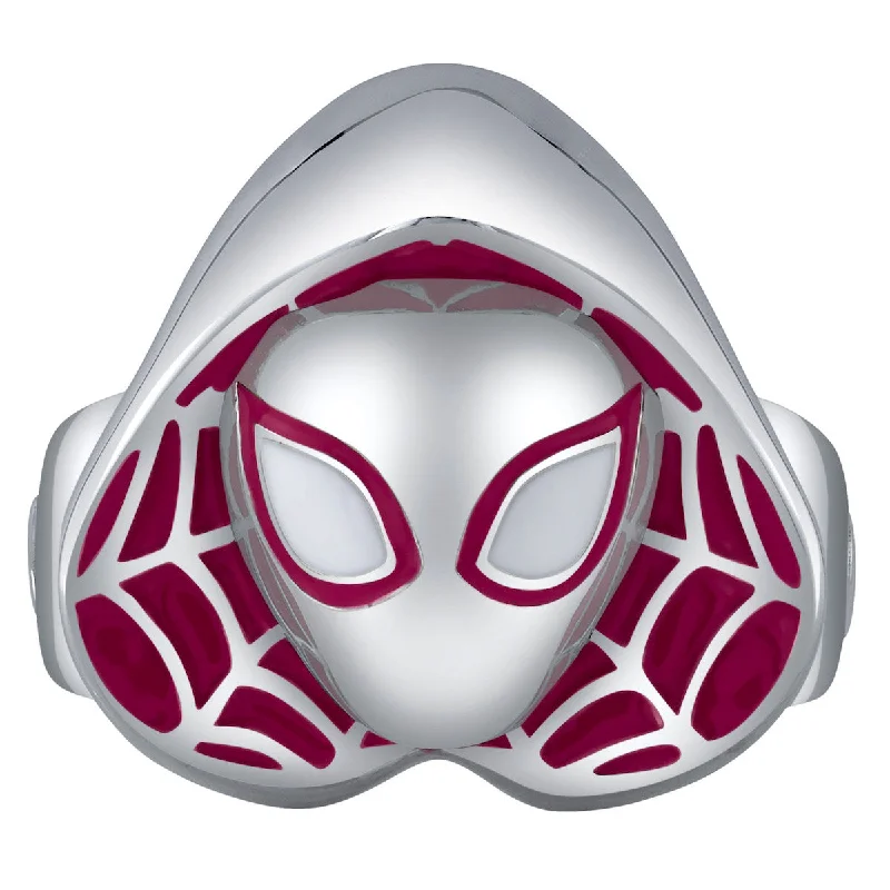 Platinum Diamond Ring-Marvel X RockLove SPIDER-MAN Ghost-Spider Mask Ring