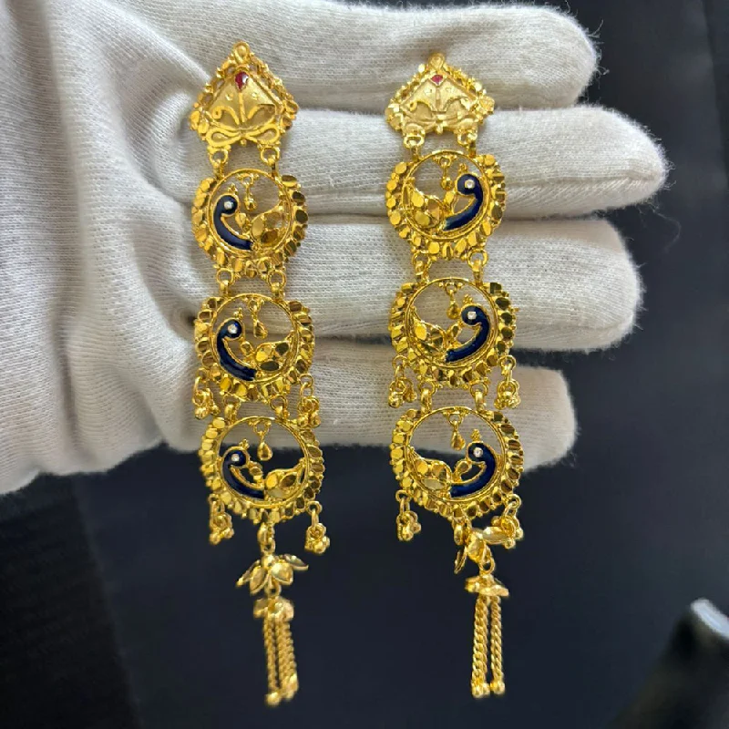 Diamond Dangle Earrings-Diamond Dangle Earrings-Pari Art Jewellery Gold Forming Dangler Earrings