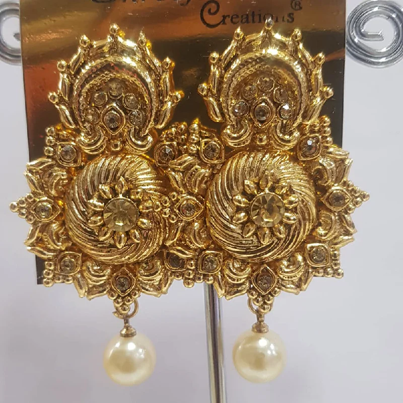 Chic Dangle Earrings-Chic Dangle Earrings-Shreeji Gold Plated Austrian Stone Dangler Earrings