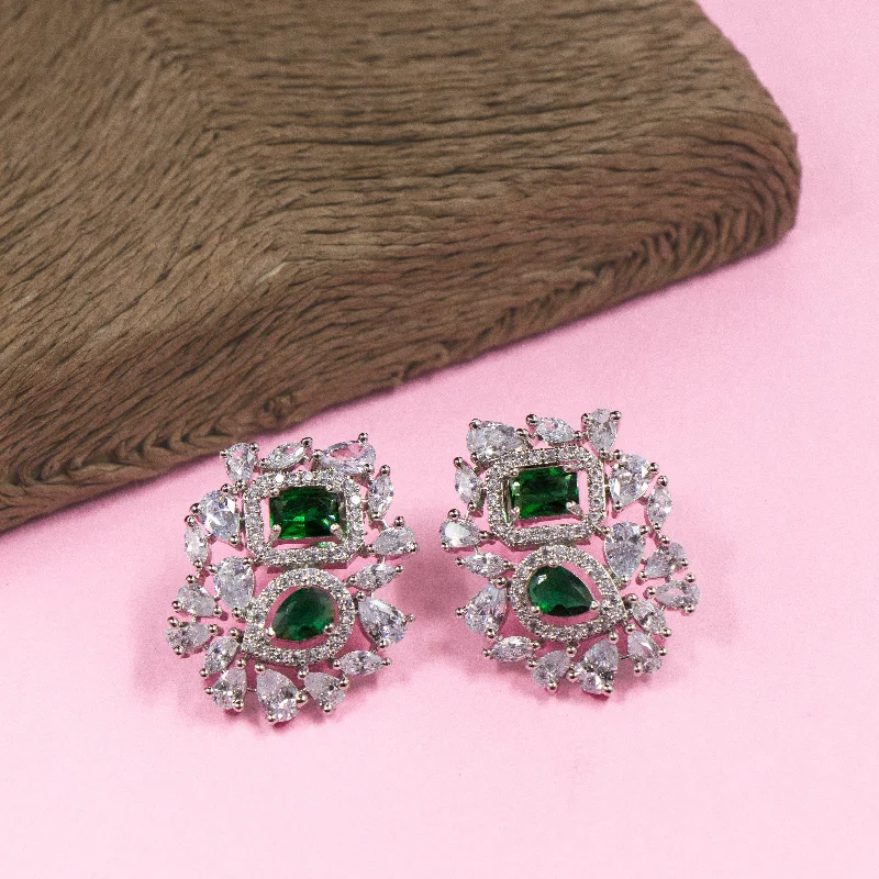 Stylish Drop Earrings-Stylish Drop Earrings-Nipura Spring Regina Zircon Stud Earrings