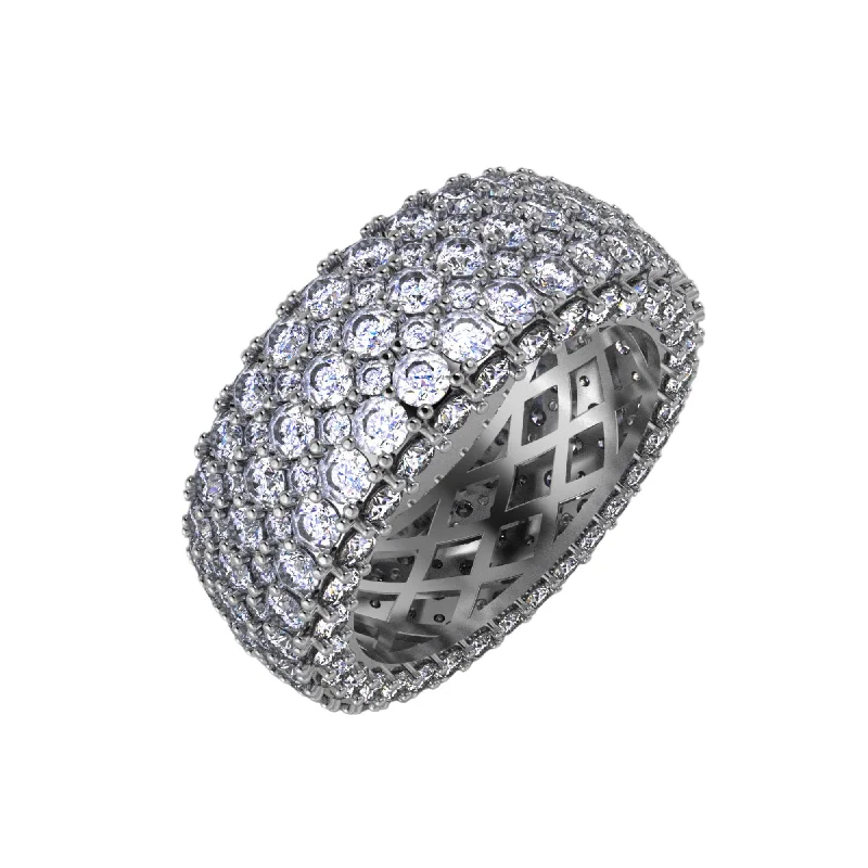 Thin Gold Ring for Women-Pave Puff Band