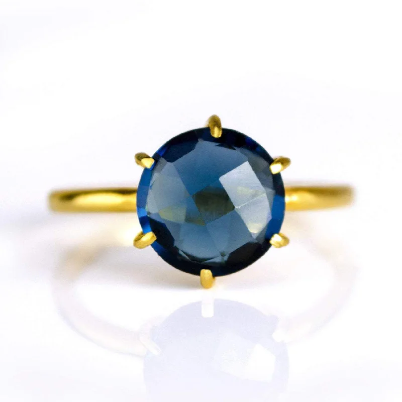 Two-Tone Engagement Ring-Kyanite Round Prong Set Ring - September Birthstone