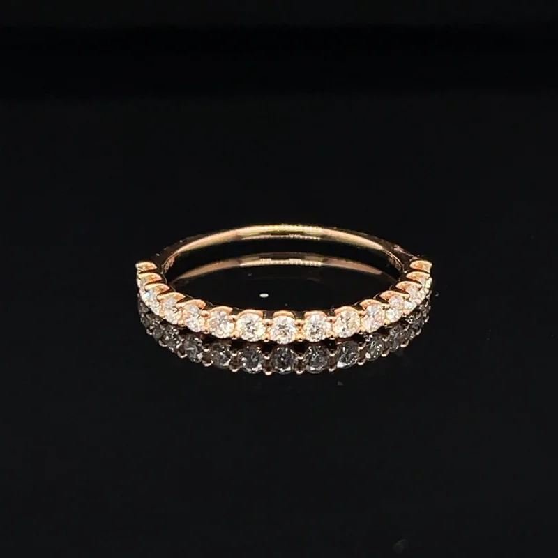 Princess Cut Sapphire Ring-Diamond ½ Eternity Wedding Ring in 18k Rose Gold - #536 - RGDIA666524