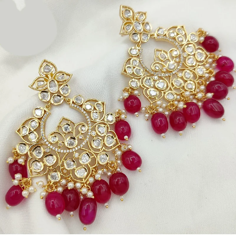 Elegant Crystal Earrings-Elegant Crystal Earrings-Jewel Addiction Gold Plated Kundan Dangler Earrings