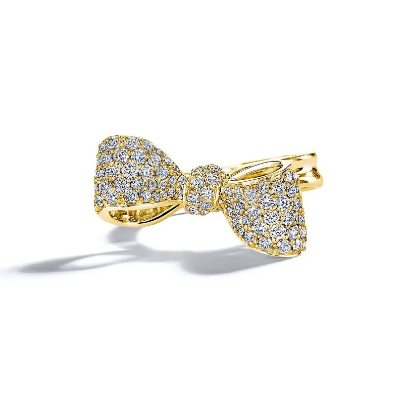 Gold Birthstone Ring-Bow Diamond Ring – Small