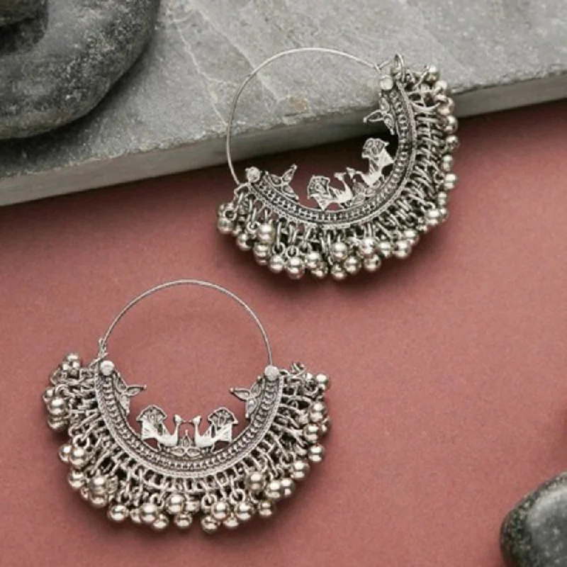 Elegant Hoop Earrings-Elegant Hoop Earrings-Bevy Pearls Silver Plated Dangler Earrings