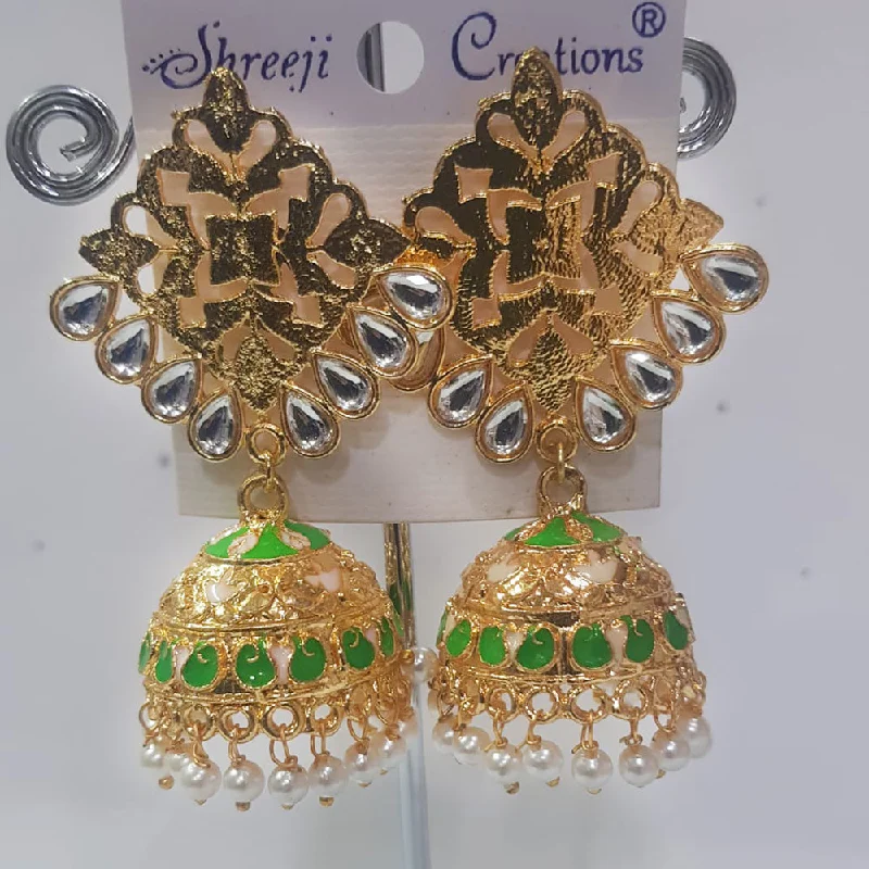 Unique Stud Earrings-Unique Stud Earrings-Shreeji Gold Plated Jhumki Earrings