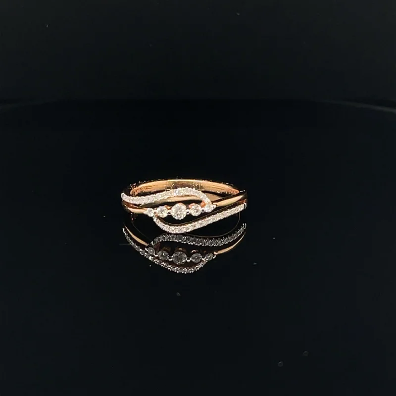 Unique Men’s Wedding Ring-Diamond Swirling Fern Ring in 18k Rose Gold - (#24-HRDIA002148)