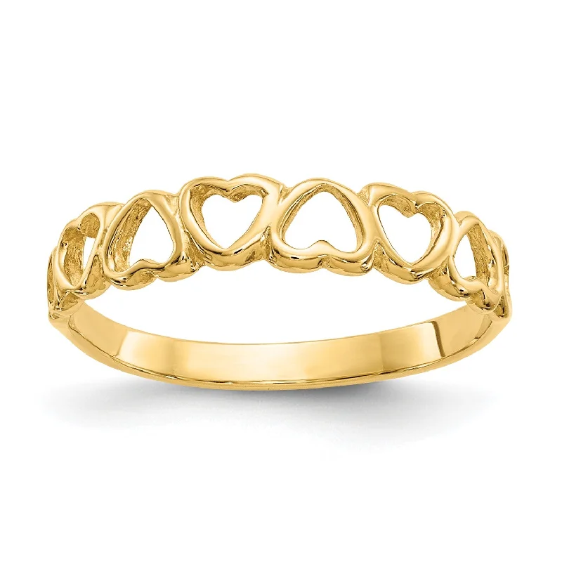 Customizable Gold Ring-14KT Yellow Gold Heart Ring; Size 5.7