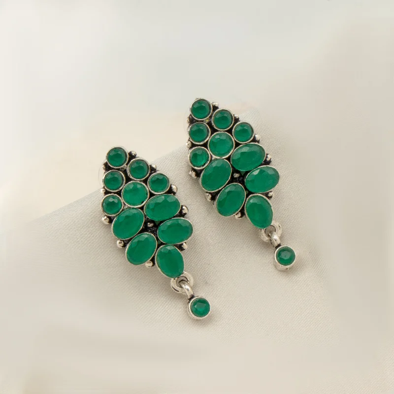 Hoop Earrings for Women-Hoop Earrings for Women-Nipura Green Floret Bloom Danglers