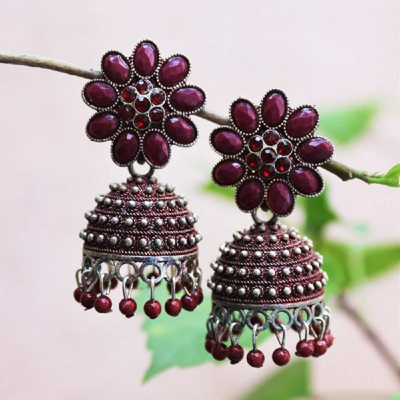 Spiral Earrings-Spiral Earrings-H K Fashion Silver Plated Jhumki Earrings