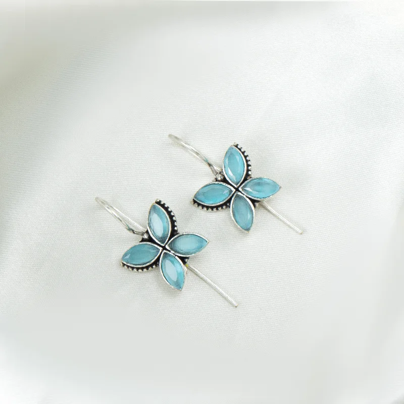 Pearl Drop Earrings-Pearl Drop Earrings-Nipura Babyblue Pankhuri Drop Earrings