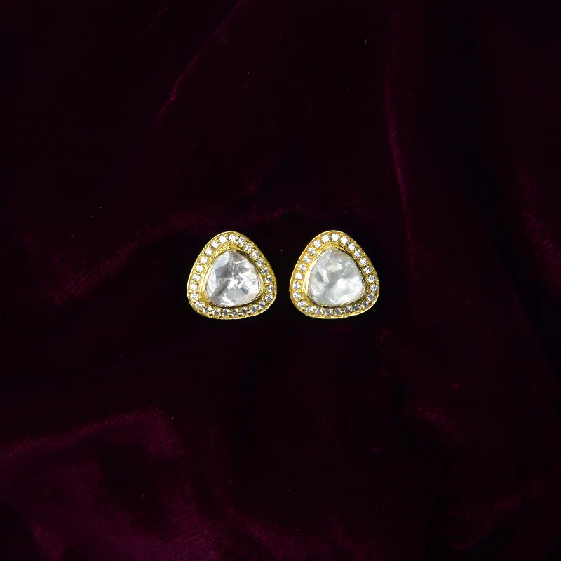 Multi-Layer Earrings-Multi-Layer Earrings-Nipura Kundan 925 Silver Triguni Moissanite Earrings