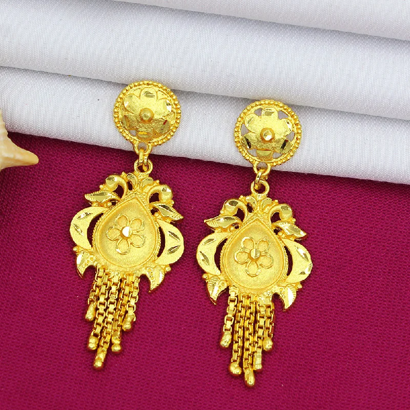 Bridal Earrings-Bridal Earrings-Mahavir Dye Gold Dangler Earrings