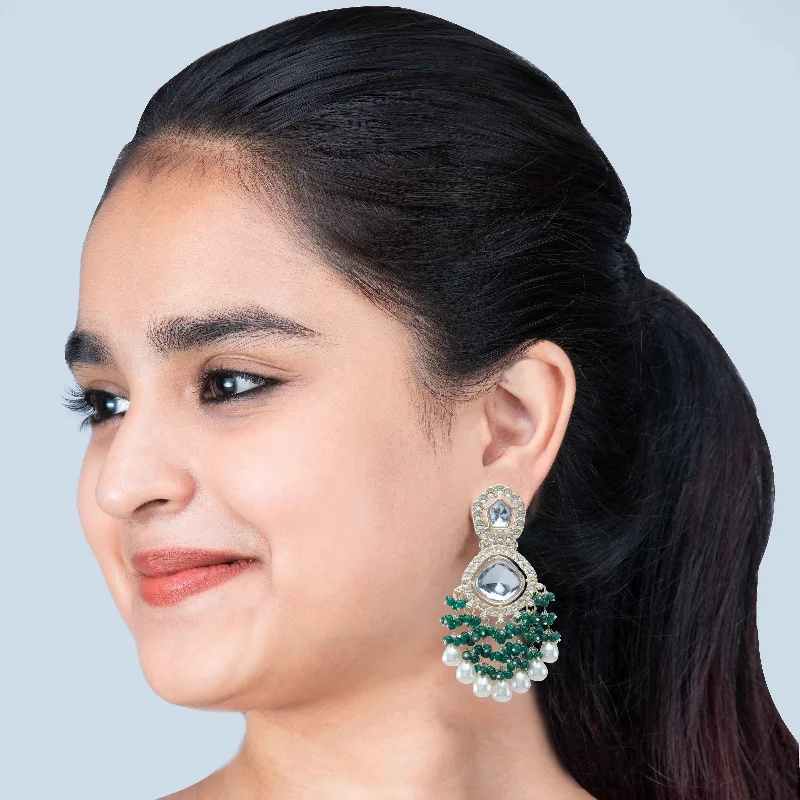 Artistic Earrings-Artistic Earrings-Nipura Pine Urmi Kundan Earrings