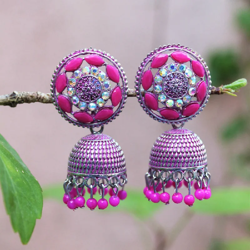 Glamorous Stud Earrings-Glamorous Stud Earrings-H K Fashion Silver Plated Jhumki Earrings