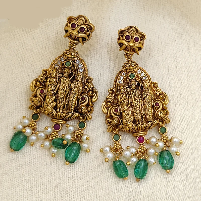 Trendy Earrings for Young Women-Trendy Earrings for Young Women-Jewel Addiction Copper Gold Pota Stone Dangler Earrings