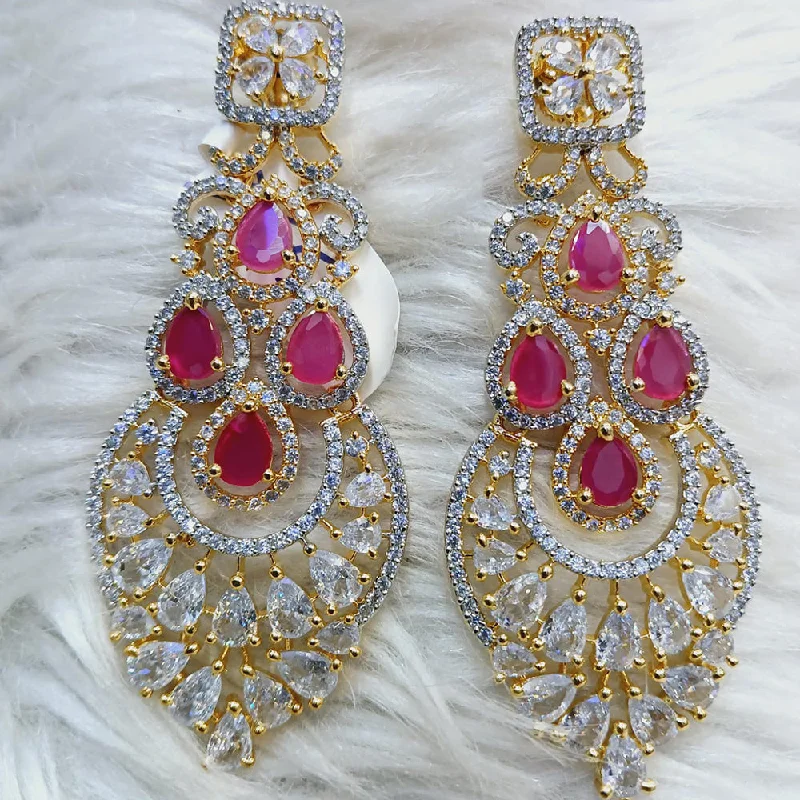 Contemporary Hoop Earrings-Contemporary Hoop Earrings-Jain Jewellers Gold Plated AD Dangler Earrings