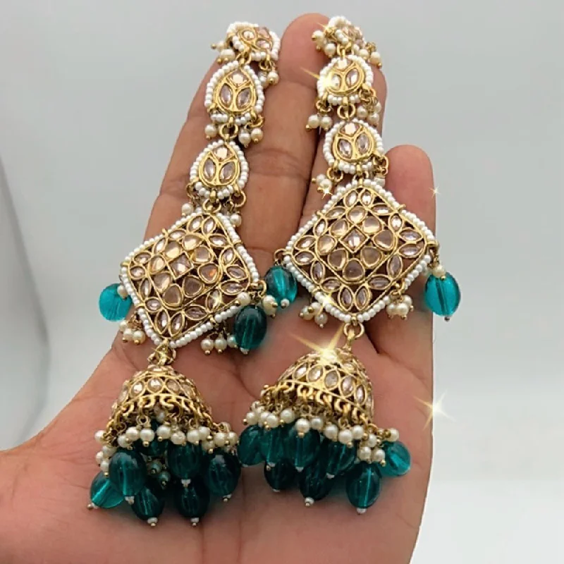 Luxury Pearl Earrings-Luxury Pearl Earrings-India Art Crystal Stone Kanchain Jhumki Earrings