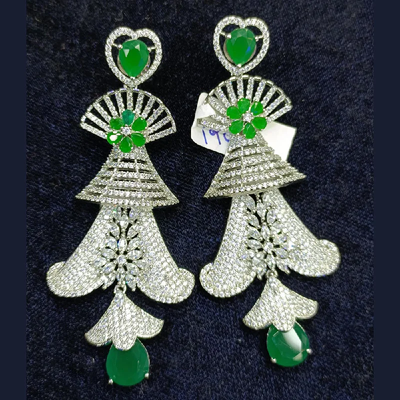 Double-Sided Earrings-Double-Sided Earrings-Jain Jewellers Silver Plated AD Dangler Earrings