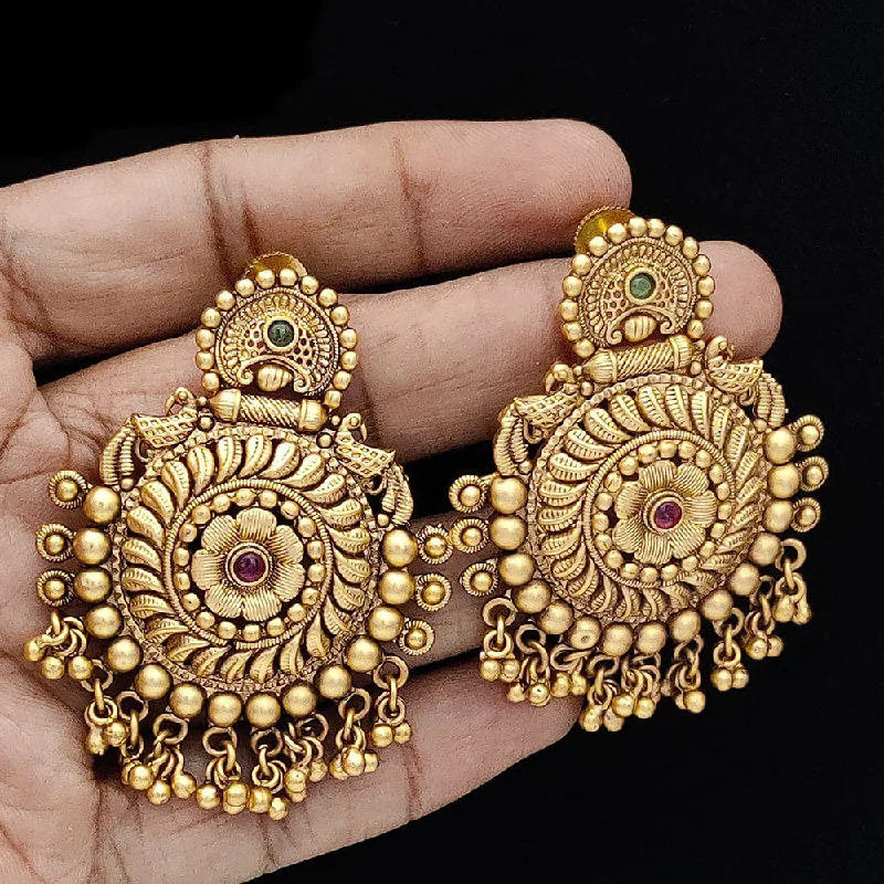 Crystal Drop Earrings-Crystal Drop Earrings-Jewel Addiction Copper Rajwadi Finish Pota Stone Dangler Earrings