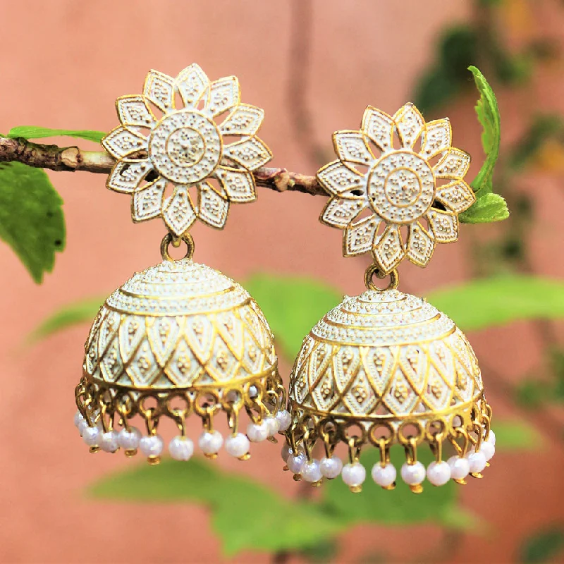 Gemstone Earrings for Wedding-Gemstone Earrings for Wedding-H K Fashion Antique Gold  Beads Jhumki Earrings