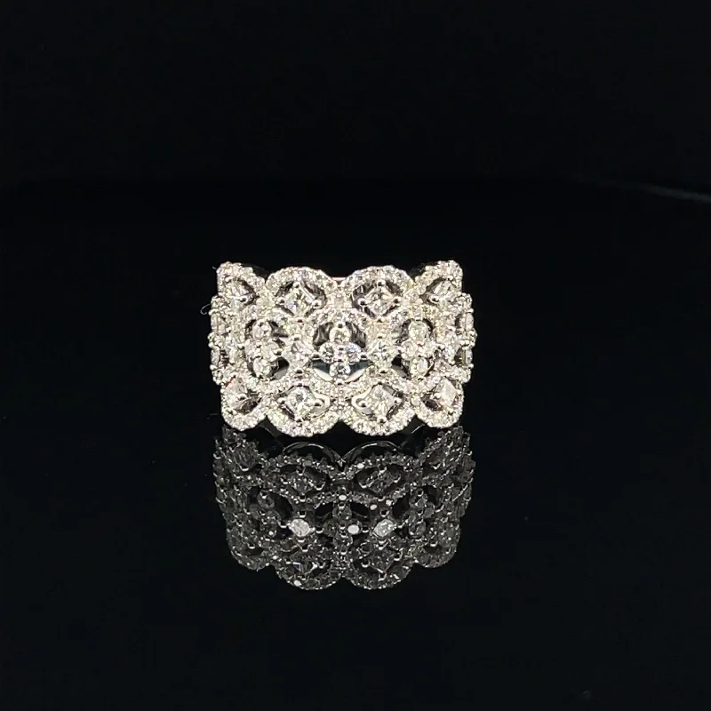 Cushion Cut Sapphire Ring-Diamond Vintage Lace Ring in 18k White Gold - (#92-RGDIA642092)