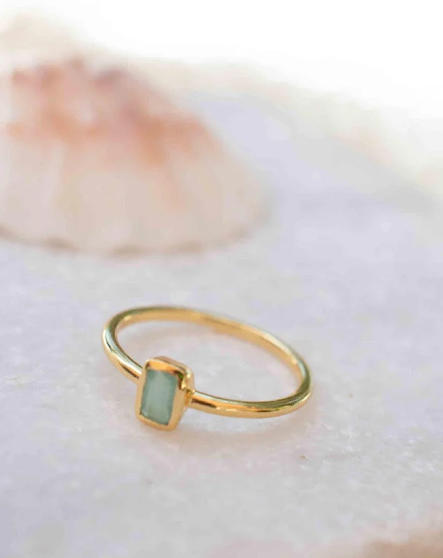 Gemstone Wedding Ring Set-Aqua Chalcedony ~ Ring ~ 18k Gold Plated ~ MR322