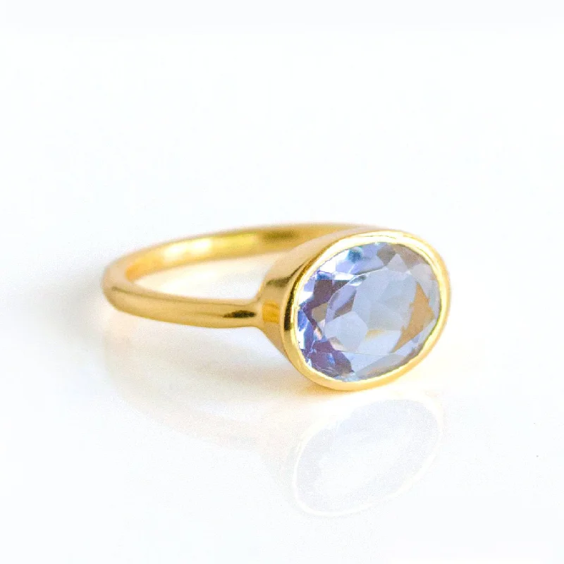 Customizable Gold Ring-Oval Alexandrite Quartz Ring - June Birthstone