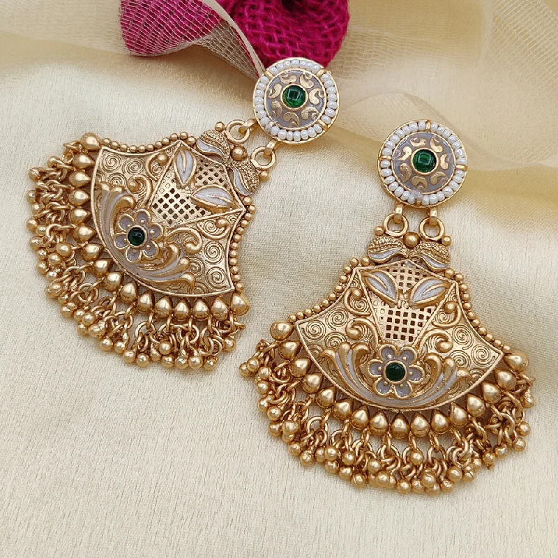 Vintage Drop Earrings-Vintage Drop Earrings-Jewel Addiction Copper Rajwadi Finish Pota Stone Dangler Earrings