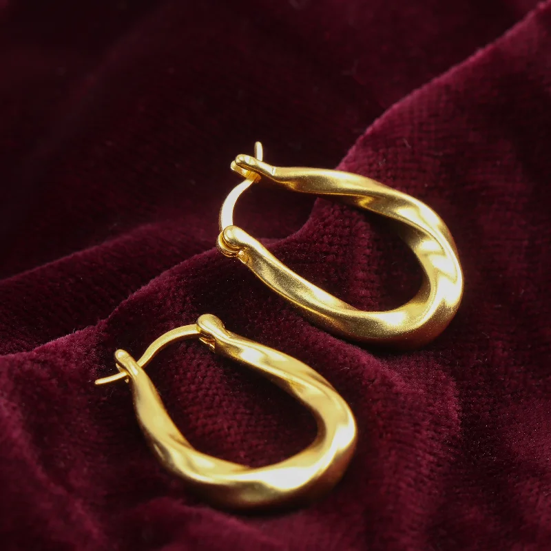 Elegant Hoop Earrings-Elegant Hoop Earrings-Nipura Golden Long Twist Hoops