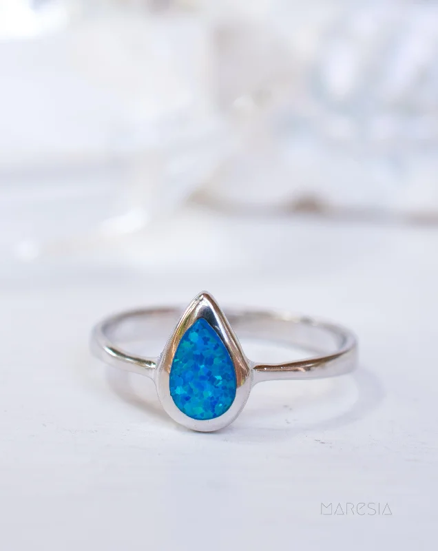 Handmade Promise Ring-Blue Opal Ring ~Sterling Silver 925~ SMR047