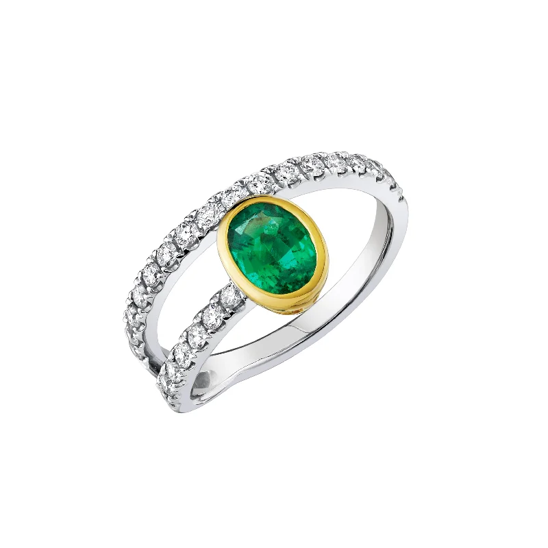 Wedding Ring with Colored Gemstones-Double Wrap Emerald Ring