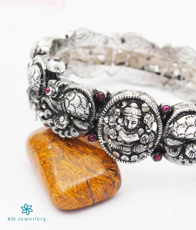 Silver Wrap Bracelet-The Sindhura Silver Lakshmi Peacock Bracelet (Oxidised/Size 2.2/2.4/2.6/2.8)