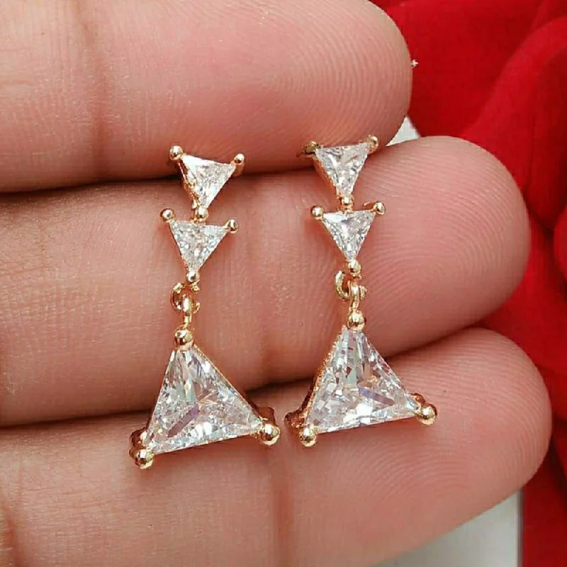 Casual Stud Earrings-Casual Stud Earrings-Aamrapali  Gold  Plated  American  Diamond  Dangler  Earrings