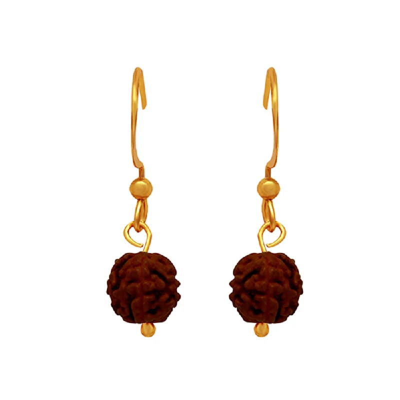 Geometric Earrings for Women-Geometric Earrings for Women-Mahi Gold Plated Lord Shiva Rudraksh Drop Piercing Mens Earrings (ER1109428GMen)