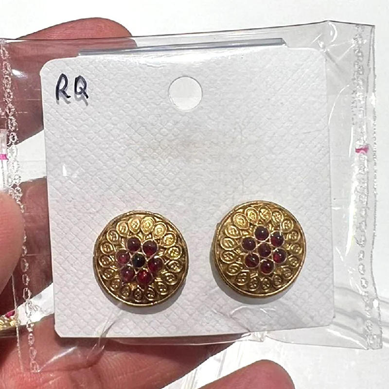 Diamond Stud Earrings-Diamond Stud Earrings-Shrisha Gold Plated Pota Stone  Stud Earrings