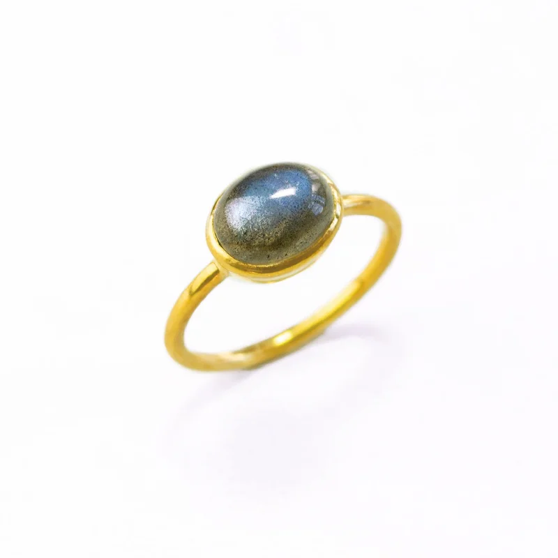 Couples Matching Rings-Labradorite Cabochon Oval Ring