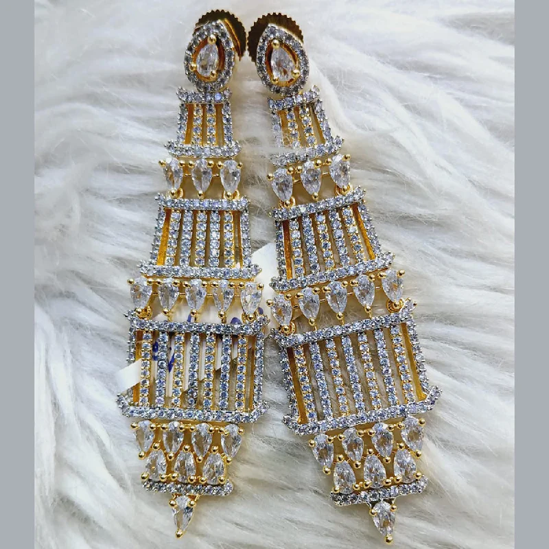 Modern Silver Earrings-Modern Silver Earrings-Jain Jewellers Gold Plated AD Dangler Earrings