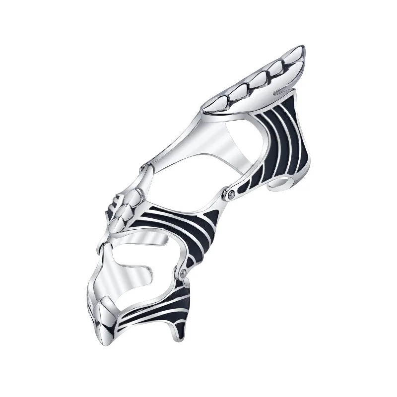 Sterling Silver Engagement Ring-Alien X RockLove ALIEN Xenomorph Finger Armour Ring