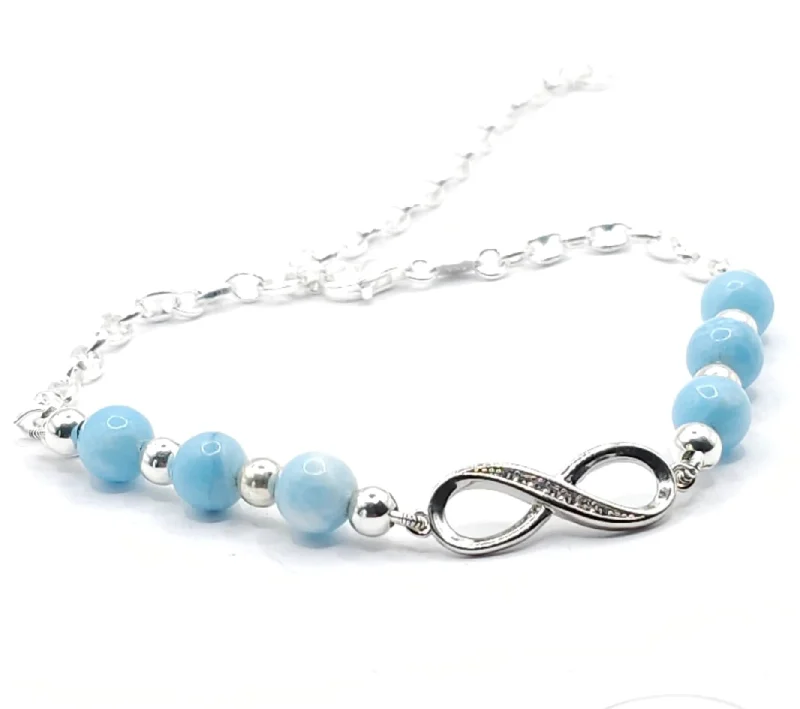 Elegant Gold Bracelet-LARIMAR INFINITY MINIMALIST BRACELET