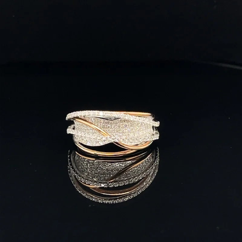 Diamond Ring with Matching Band-Diamond Multi-Arc Fashion Ring in 18k Two Tone Gold - (#16-HRDIA001326)