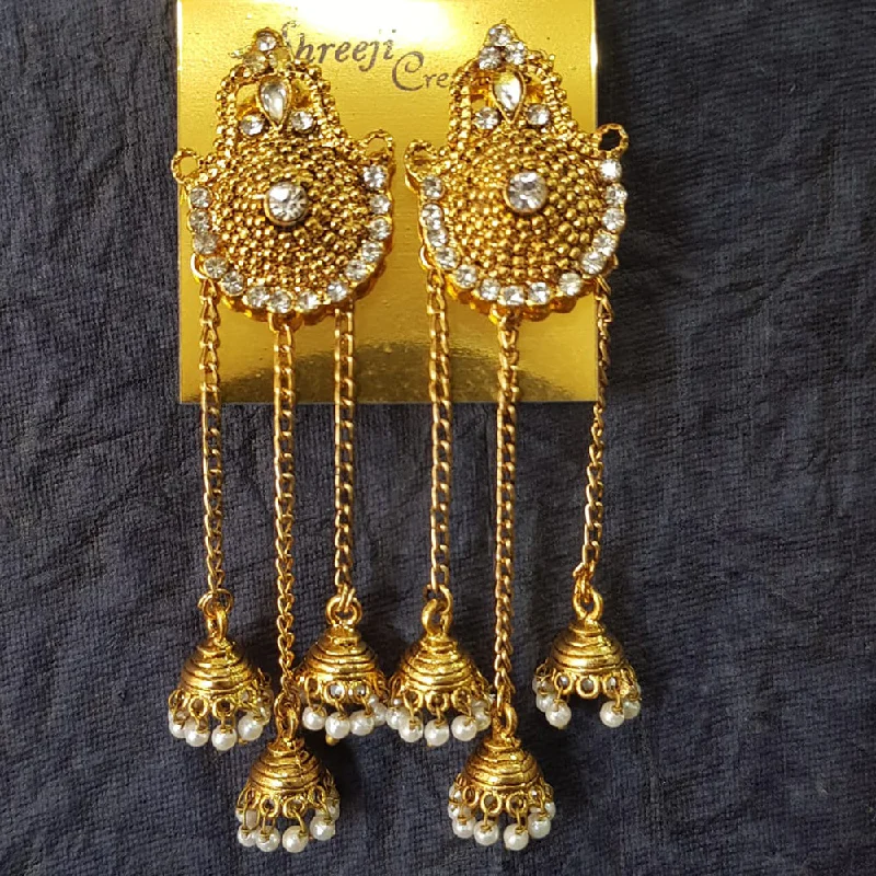 Retro Style Earrings-Retro Style Earrings-Shreeji Gold Plated Austrian  Stone Dangler Earrings