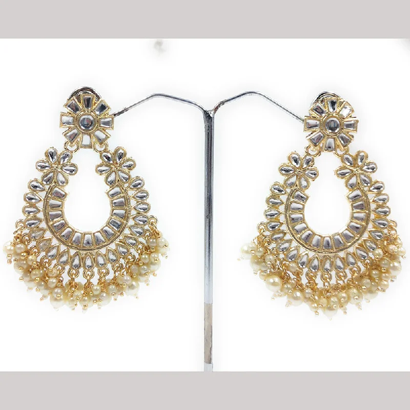 Sterling Silver Drop Earrings-Sterling Silver Drop Earrings-Gehana Mahal Gold Plated Kundan And Pearl Dangler Earrings