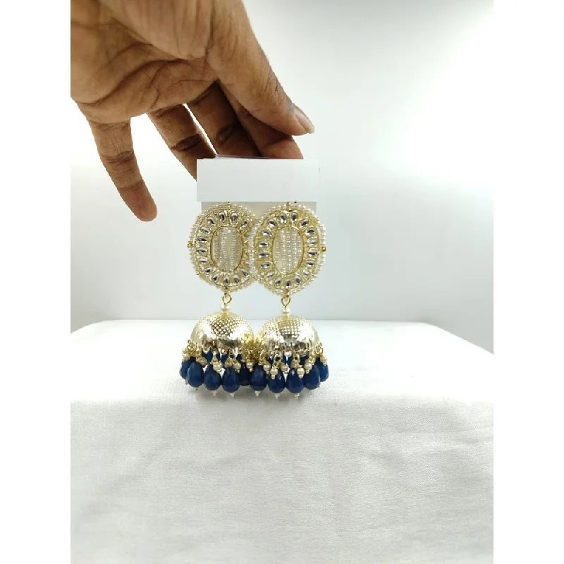 Unique Pearl Earrings-Unique Pearl Earrings-Akruti Collection Gold Plated Kundan Jhumki Earrings