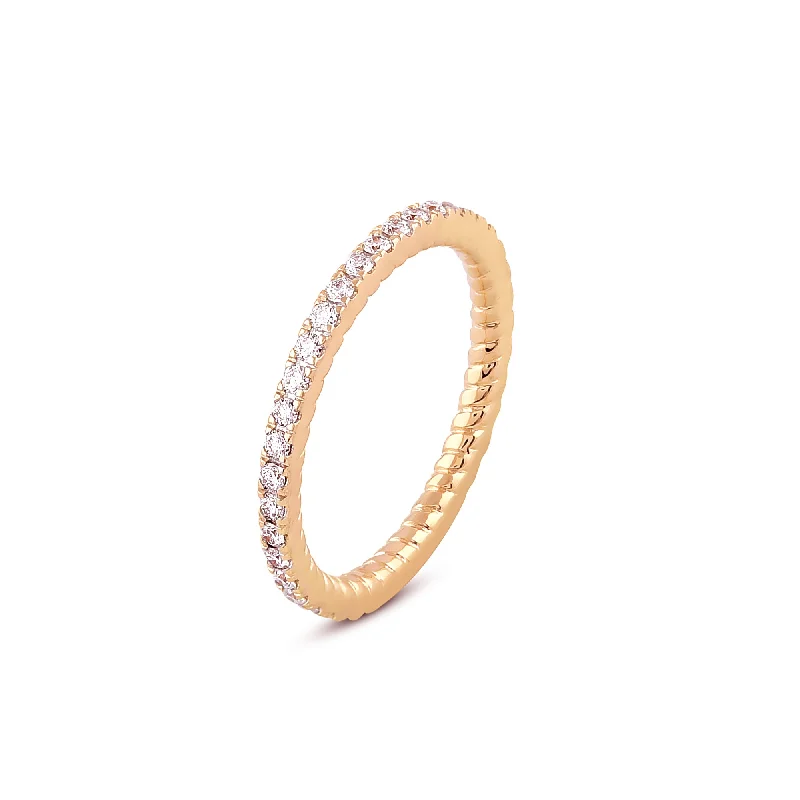 Two-Tone Wedding Ring-Classic Diamond Eternity Diamond Ring in Yellow Gold