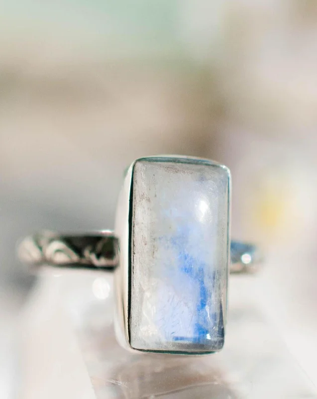 Custom Titanium Ring-Moonstone ~ Sterling Silver 925 ~MR110