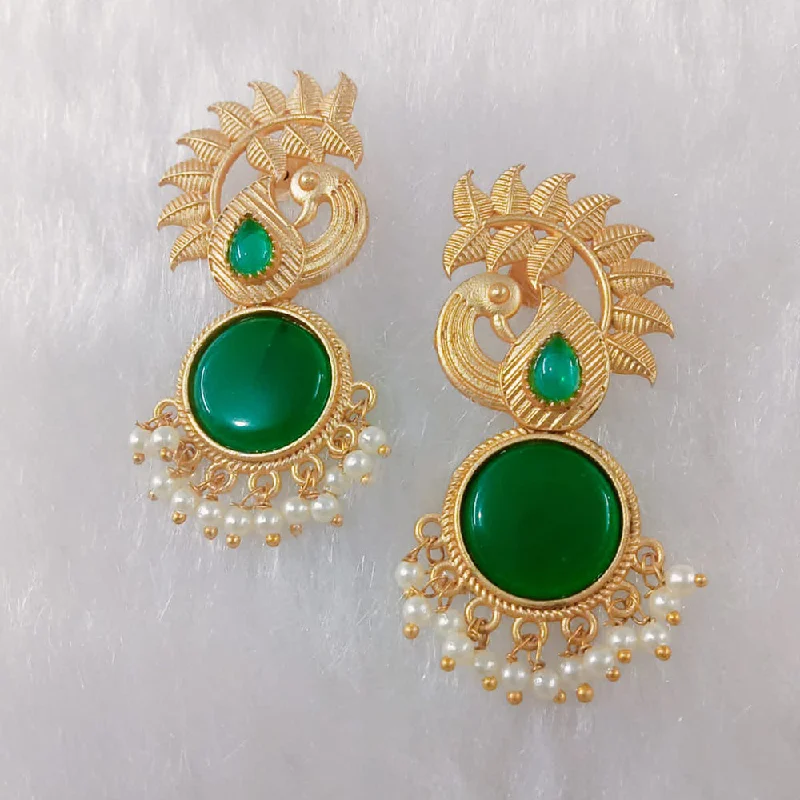 Wedding Earrings for Bride-Wedding Earrings for Bride-Marudhar Creations Gold Plated Matte Finish Dangler Earrings